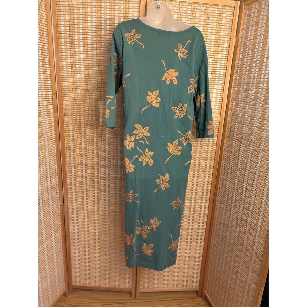 M. Mac long green 100% cotton comfort above ankle maxi
green & gold dress sz Lg - Picture 3 of 11